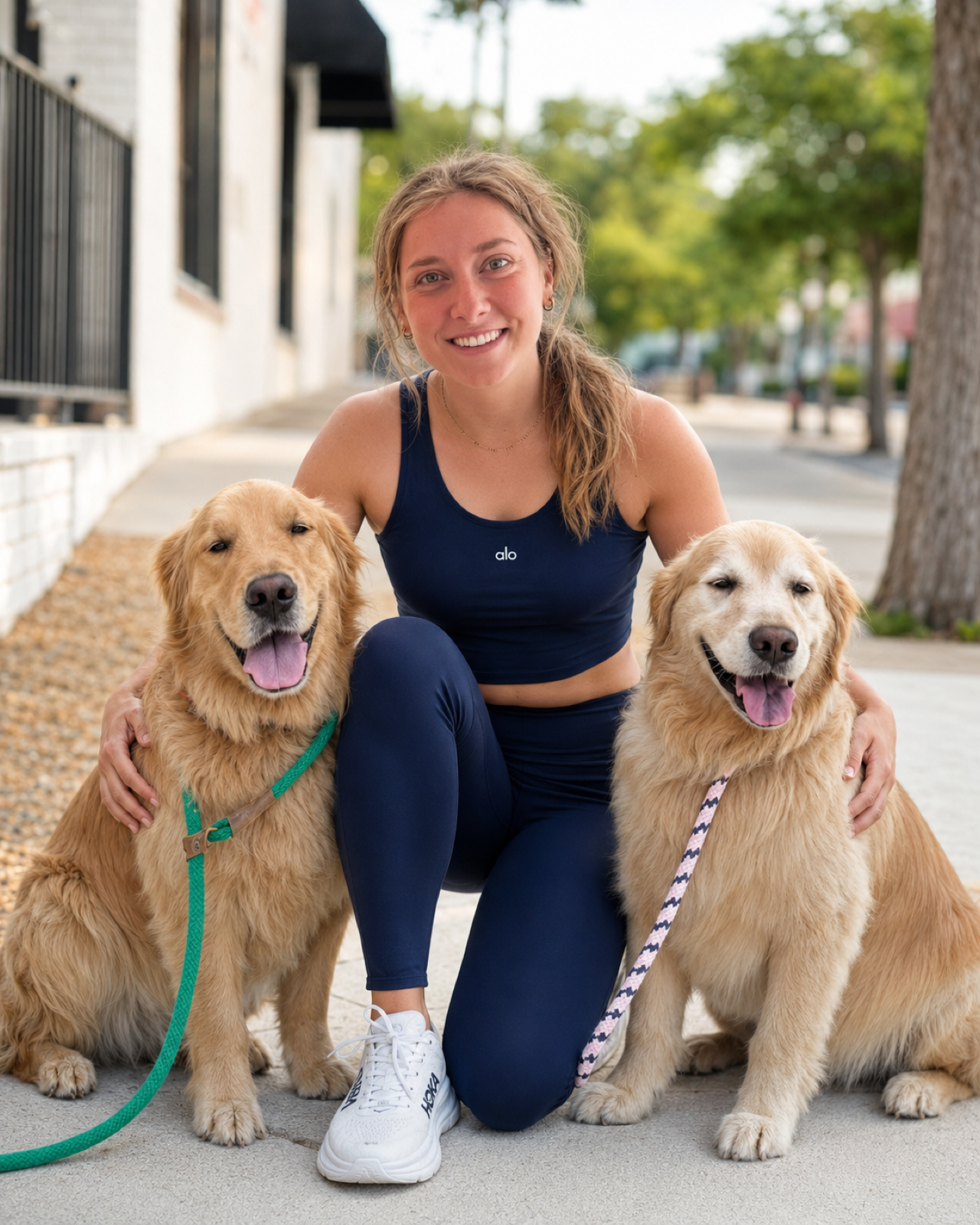 Greta with her two golden retrievers in the Libbie & Grove area